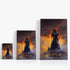 Three wrap-around canvas prints of Frazetta’s Death Dealer III Revised in different sizes, showcasing the artwork with mirror-wrapped edges for a seamless, dimensional look.