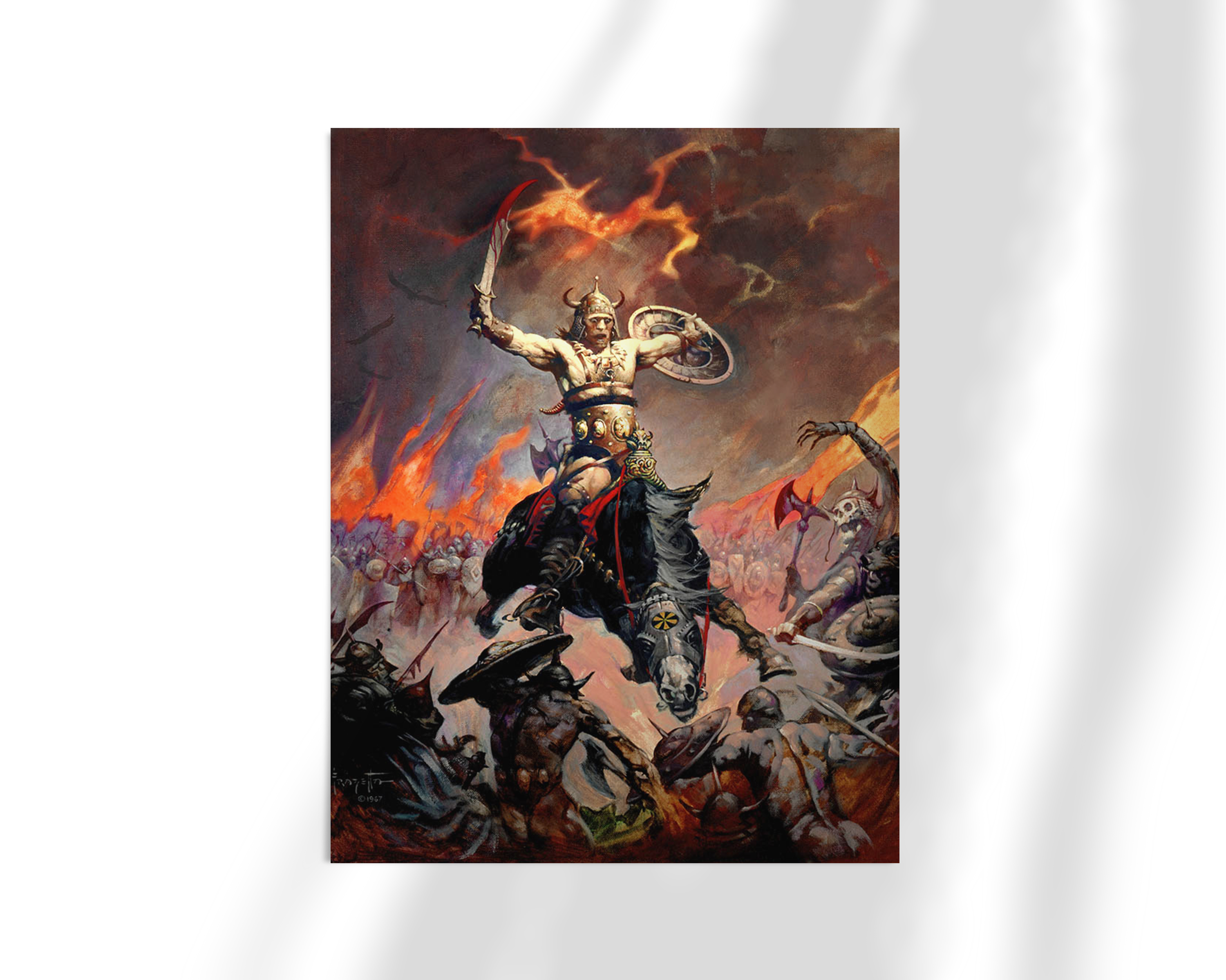 Unframed archival print of the Berserker, rich in motion, intensity, and savage detail.