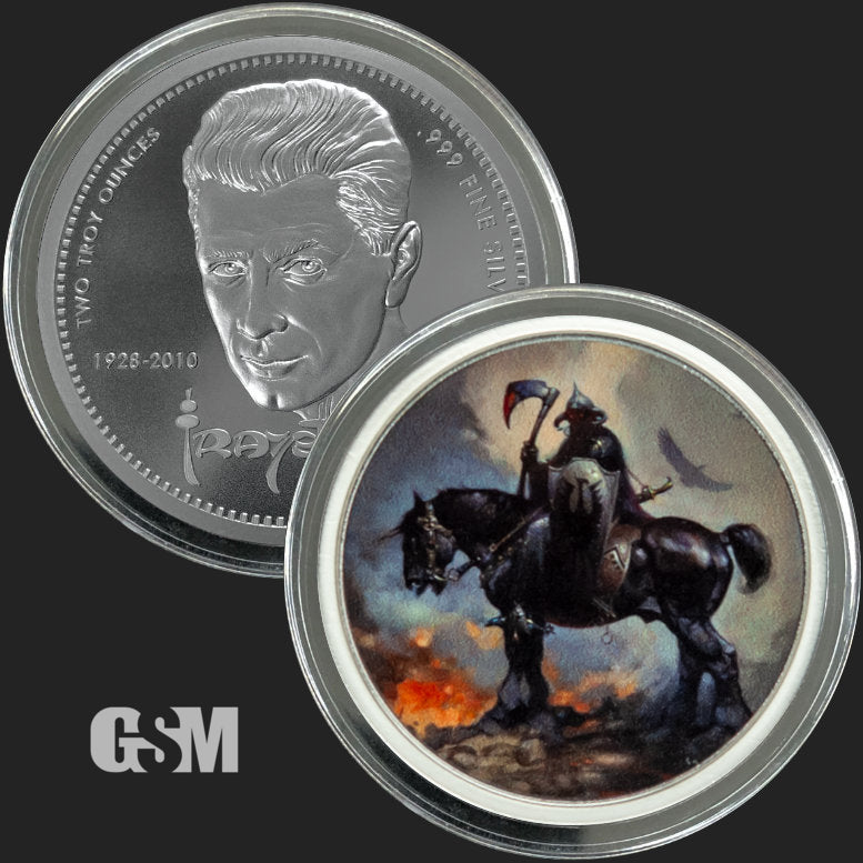 2 oz Frazetta Death Dealer I Silver V1 Round Colorized