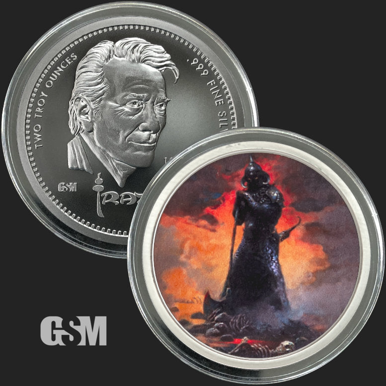 2 oz Frazetta Death Dealer III Revised Silver Round Colorized
