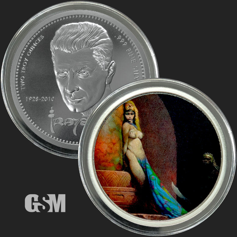 2 oz Frazetta Egyptian Queen Silver Round Colorized