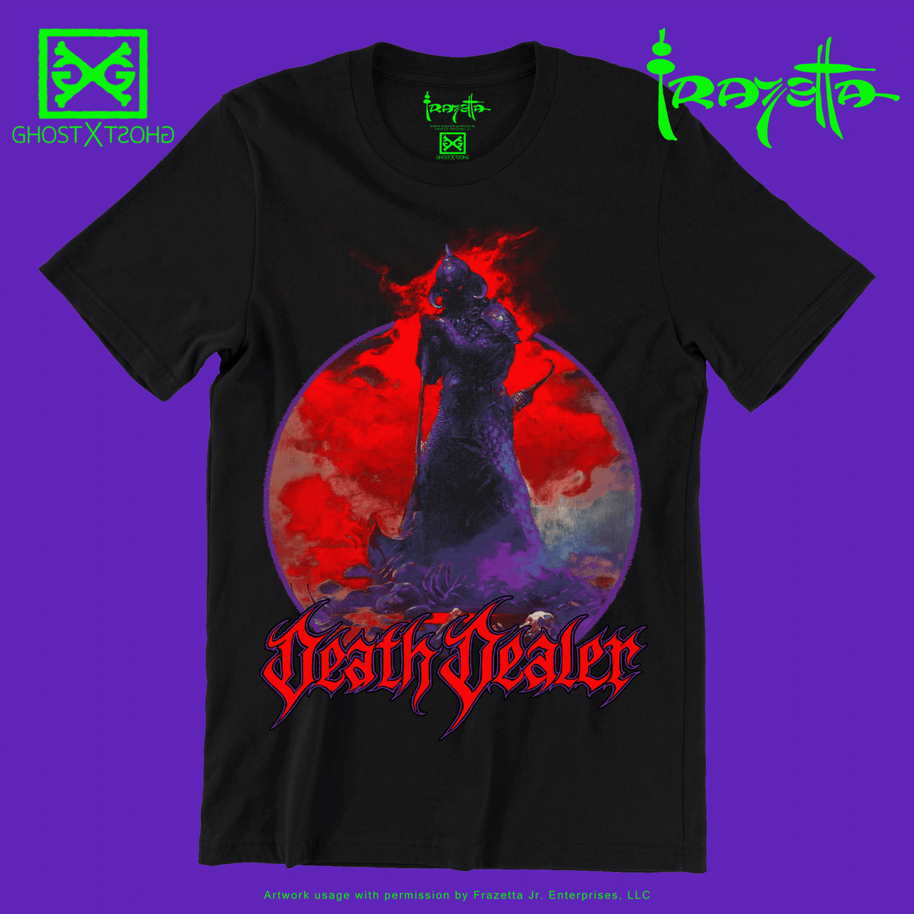 Death Dealer Crimson Sky T-Shirt – Frank Frazetta’s Legendary Warrior on a Fantasy-Themed Tee