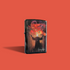 Zippo lighter with Frazetta’s “Devil’s Generation” art, an eerie figure with a skull face conjures colorful energy in a fiery, abstract inferno.