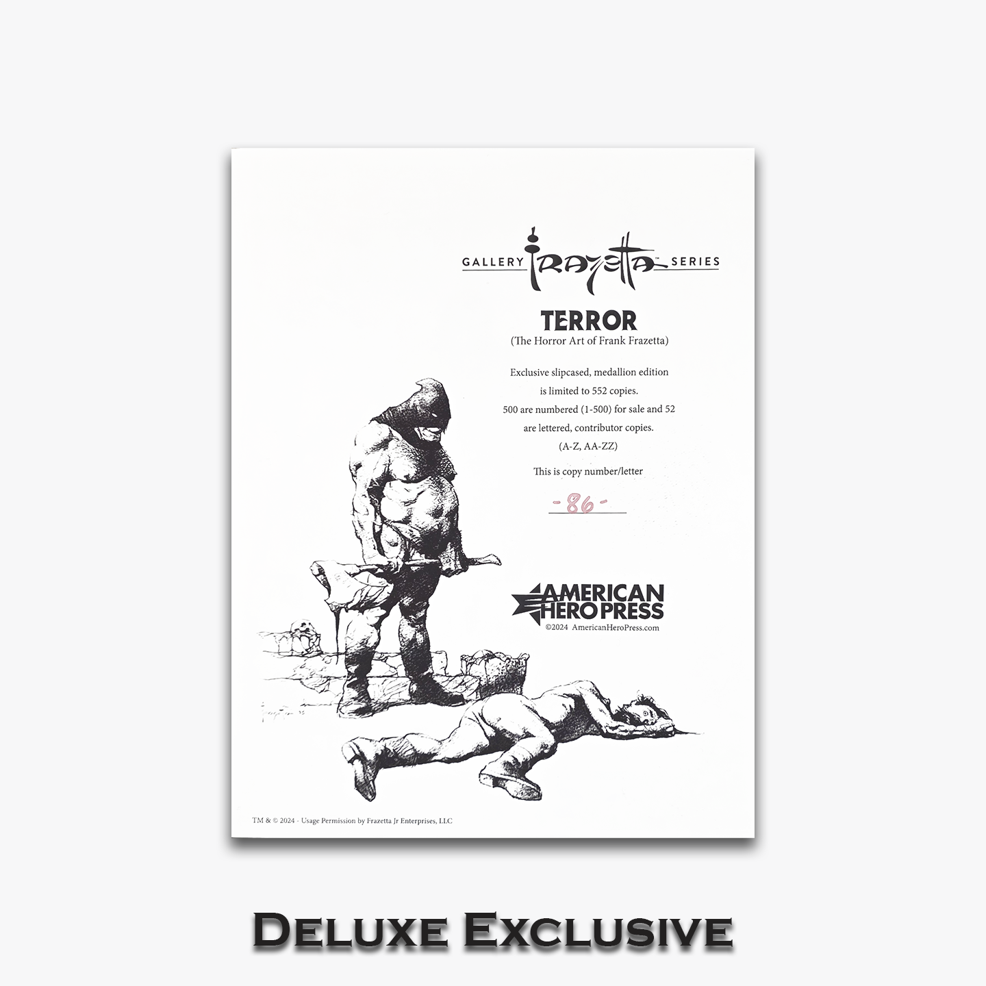 Photo of the COA that is included in Frazetta Art Museum&