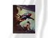 Unframed fine art print of God from the Sky by Frank Frazetta. A shirtless figure shields himself as a sleek, alien ship soars overhead, casting shadows and awe on the prehistoric terrain below.