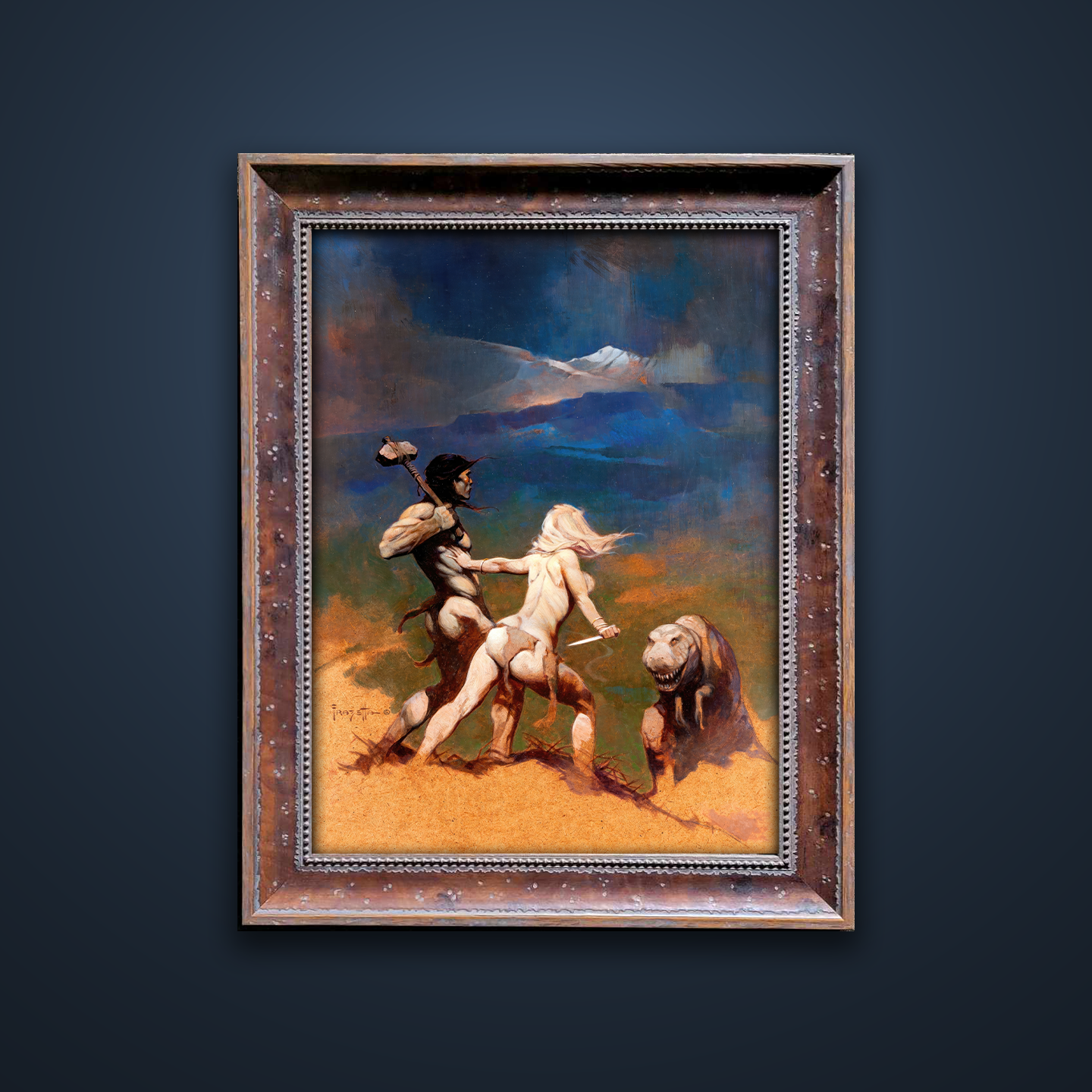 Frank Frazetta’s “Cornered” artwork from the Frazetta Art Museum&