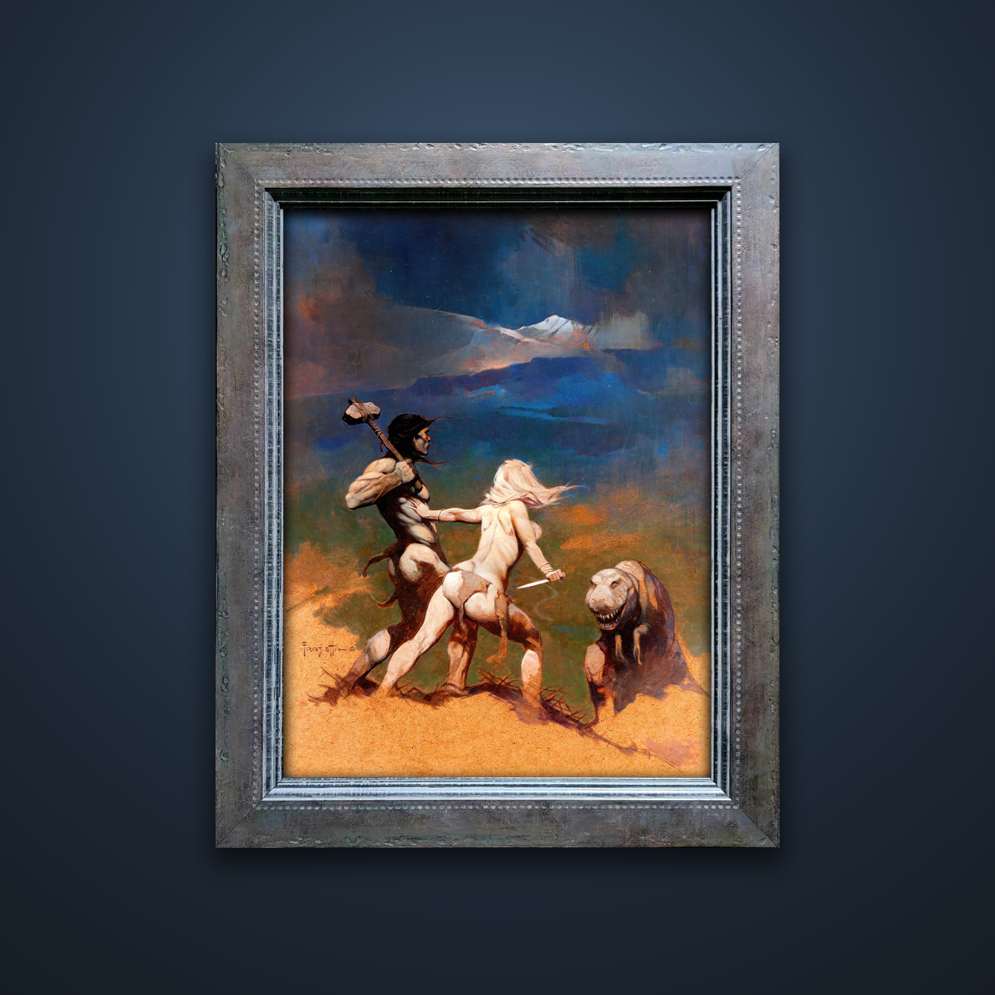 Frank Frazetta’s “Cornered” artwork from the Frazetta Art Museum&