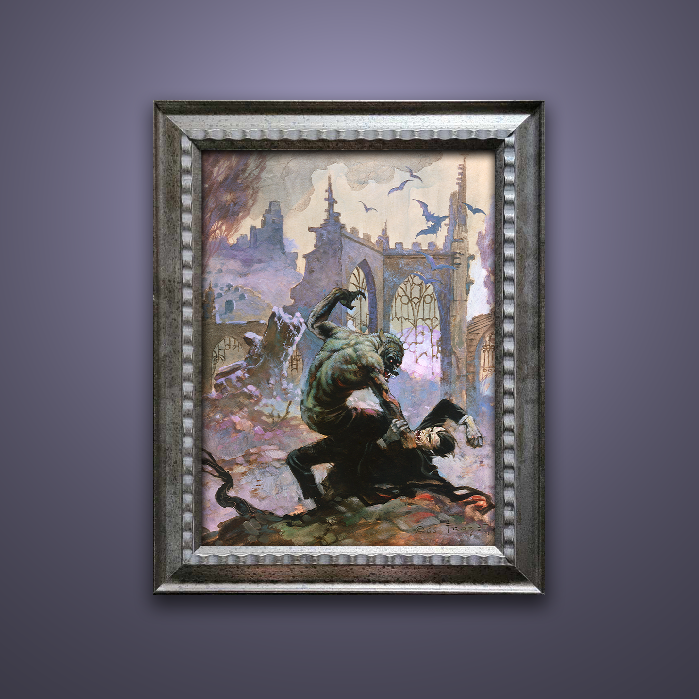 Frank Frazetta’s “Dracula Meets the Wolfman” artwork from the Frazetta Art Museum&