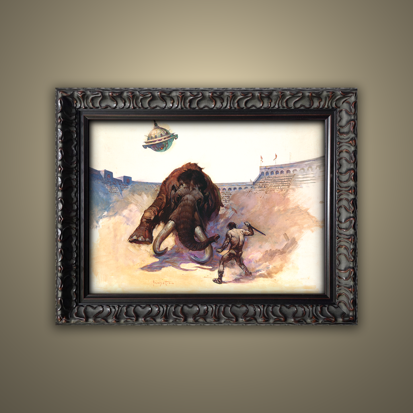 Frank Frazetta’s “Mastodon” artwork from the Frazetta Art Museum&