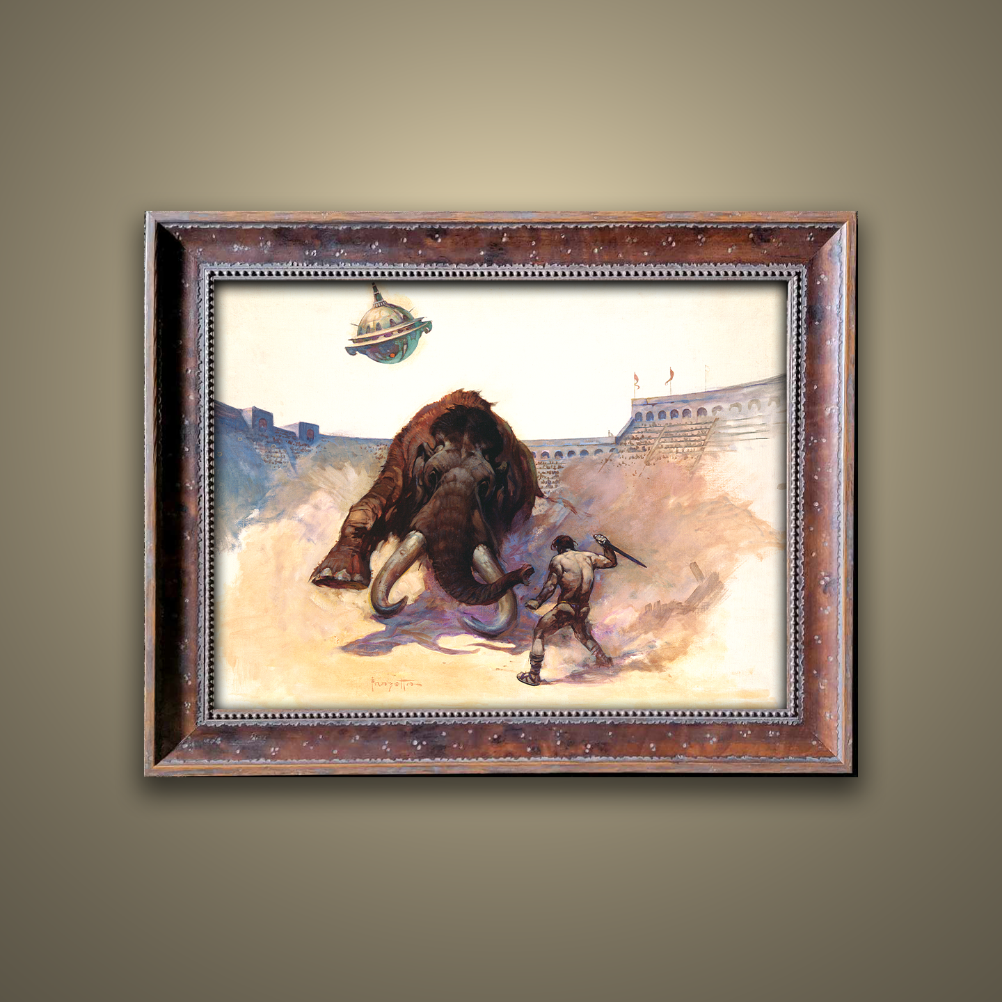 Frank Frazetta’s “Mastodon” artwork from the Frazetta Art Museum&