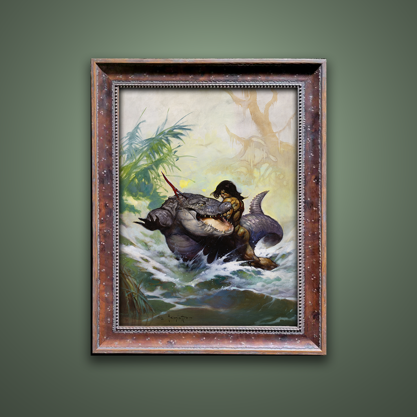 Frank Frazetta’s “Monster Out of Time” artwork from the Frazetta Art Museum&