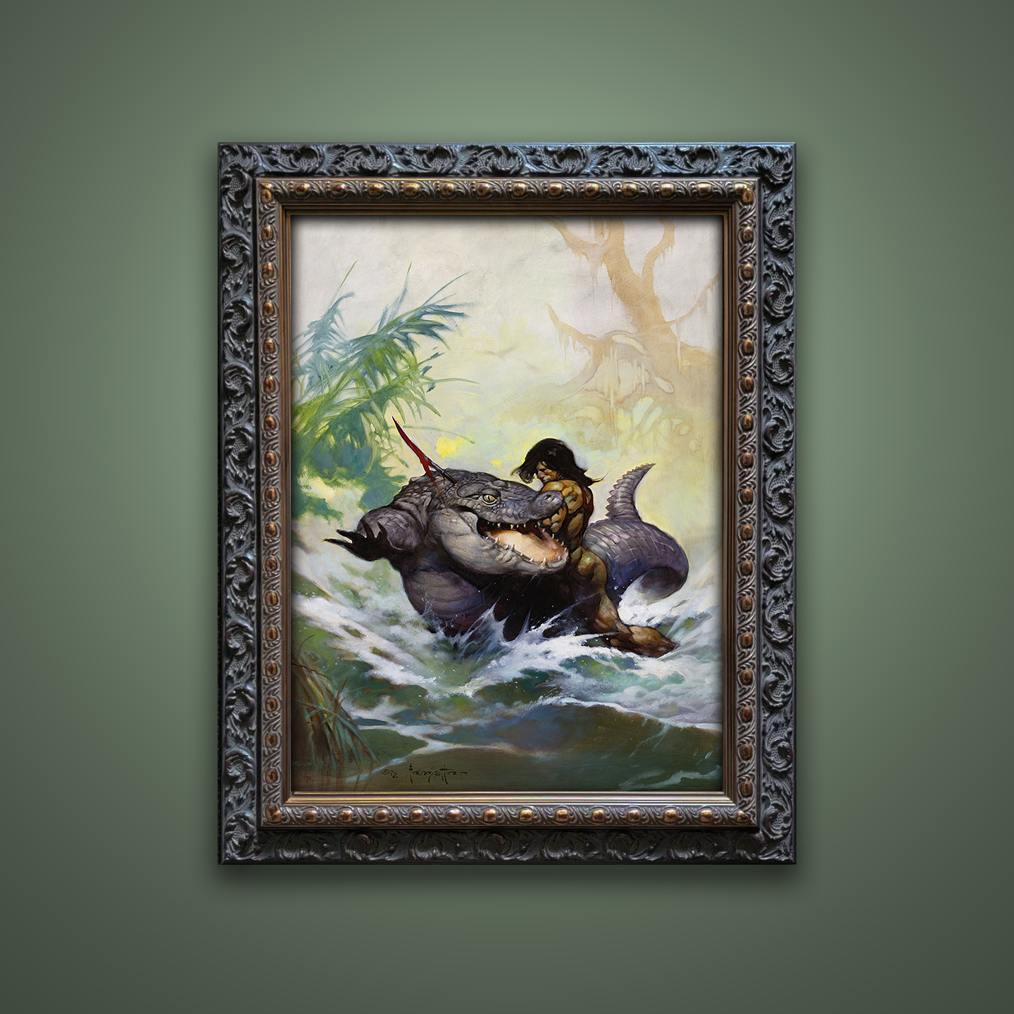 Frank Frazetta’s “Monster Out of Time” artwork from the Frazetta Art Museum&