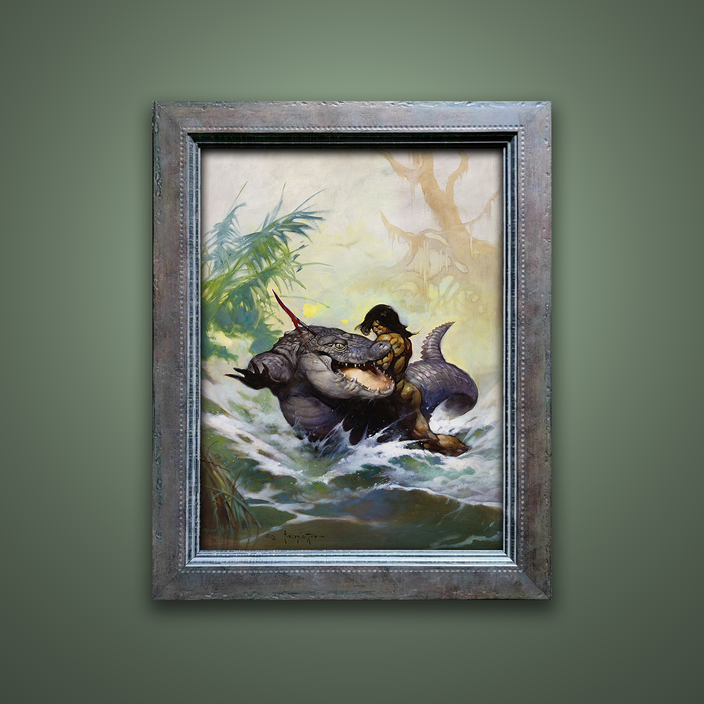 Frank Frazetta’s “Monster Out of Time” artwork from the Frazetta Art Museum&