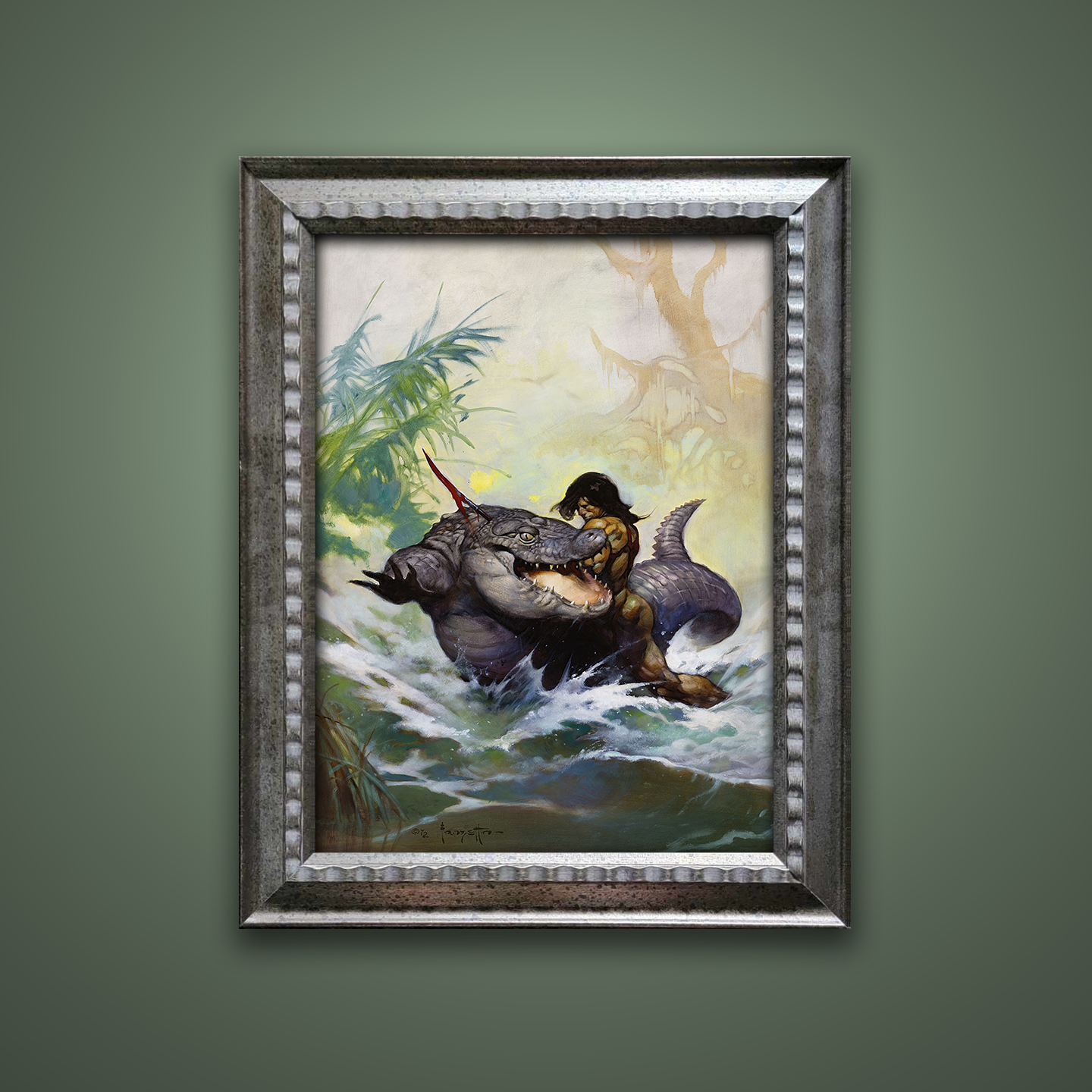 Frank Frazetta’s “Monster Out of Time” artwork from the Frazetta Art Museum&