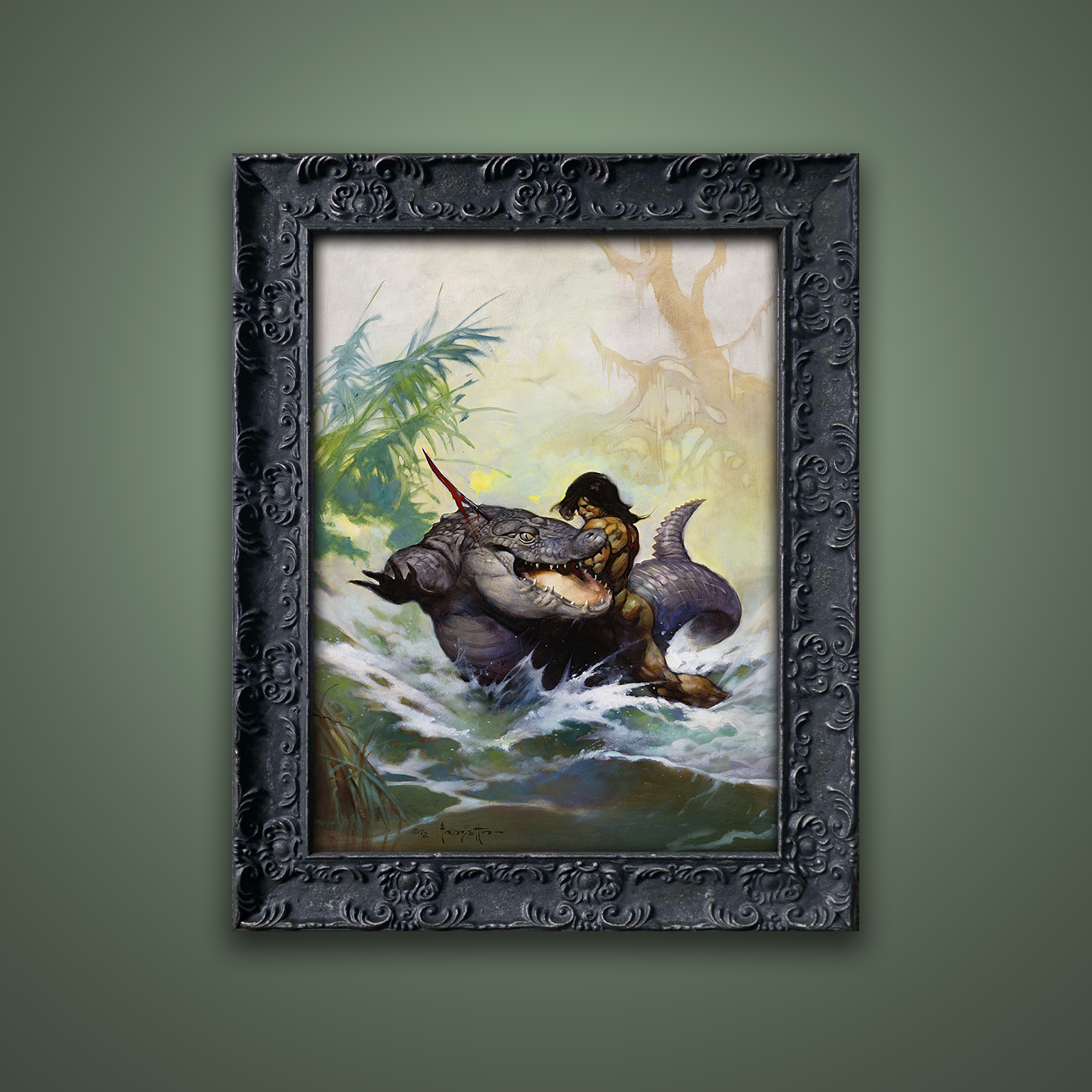 Frank Frazetta’s “Monster Out of Time” artwork from the Frazetta Art Museum&