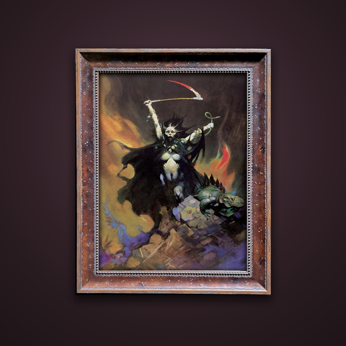 Frank Frazetta’s “Woman with Scythe” artwork from the Frazetta Art Museum&