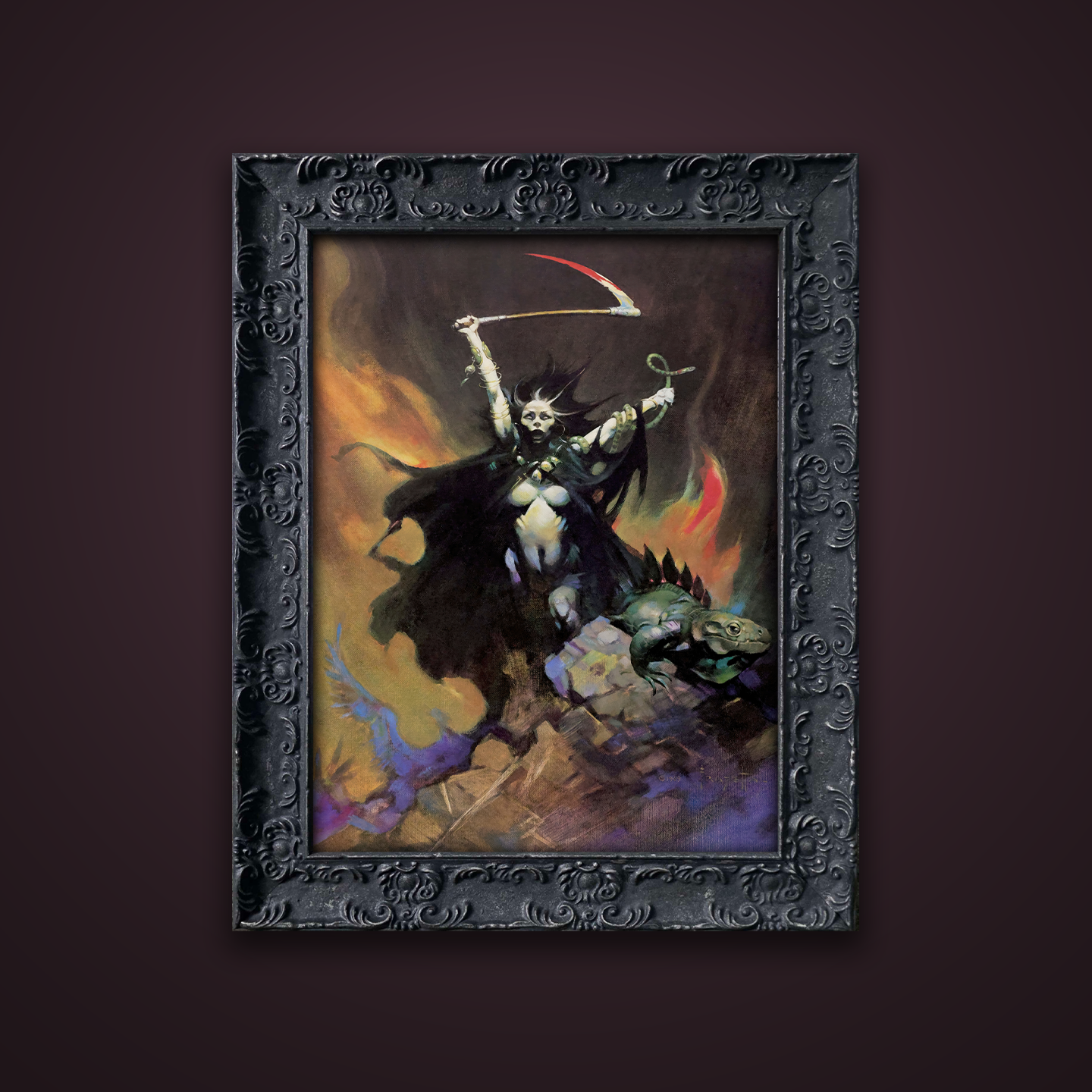 Frank Frazetta’s “Woman with Scythe” artwork from the Frazetta Art Museum&