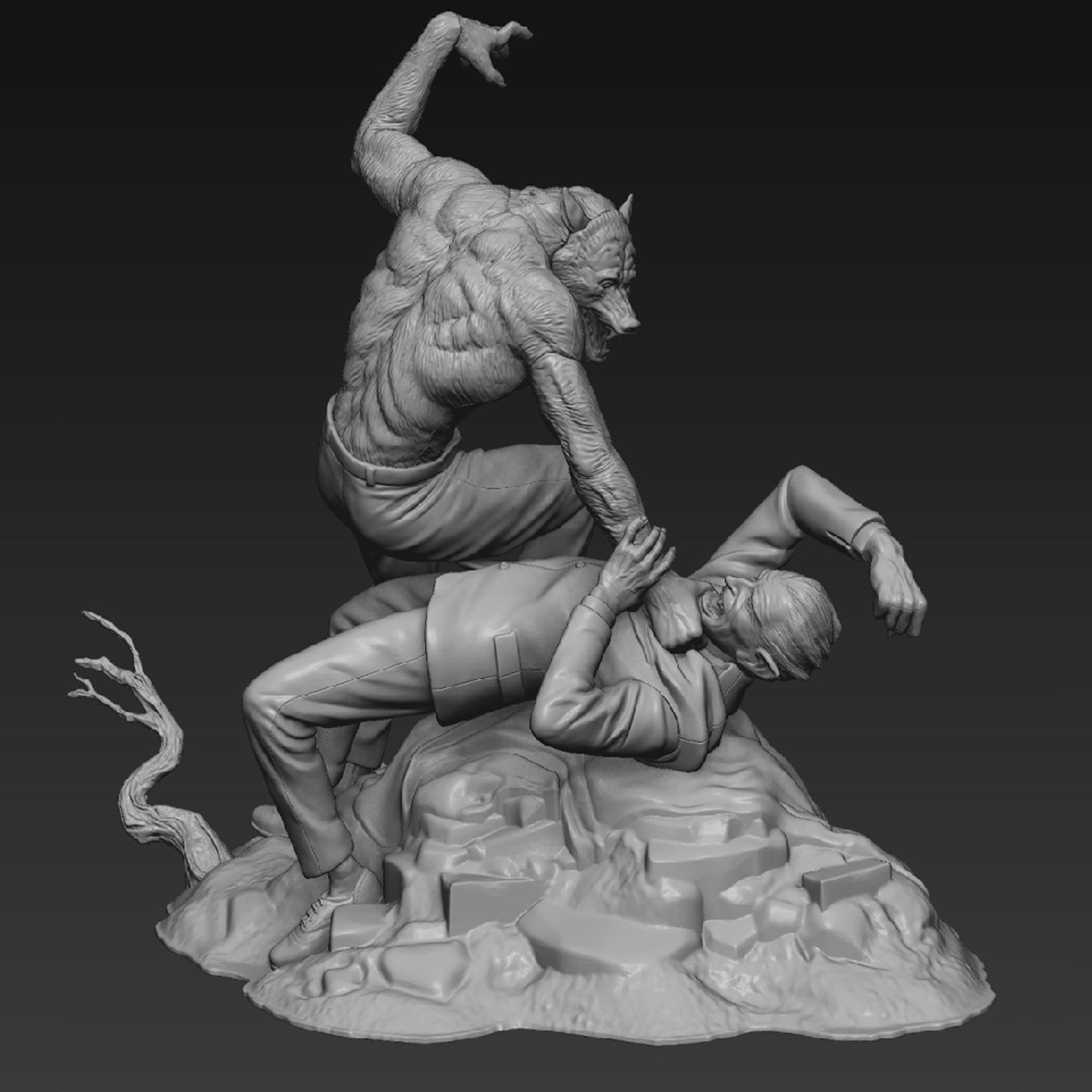 Frazetta Moebius Models Dracula Meets the Wolfman sculpt, based on Frazetta's iconic horror painting.