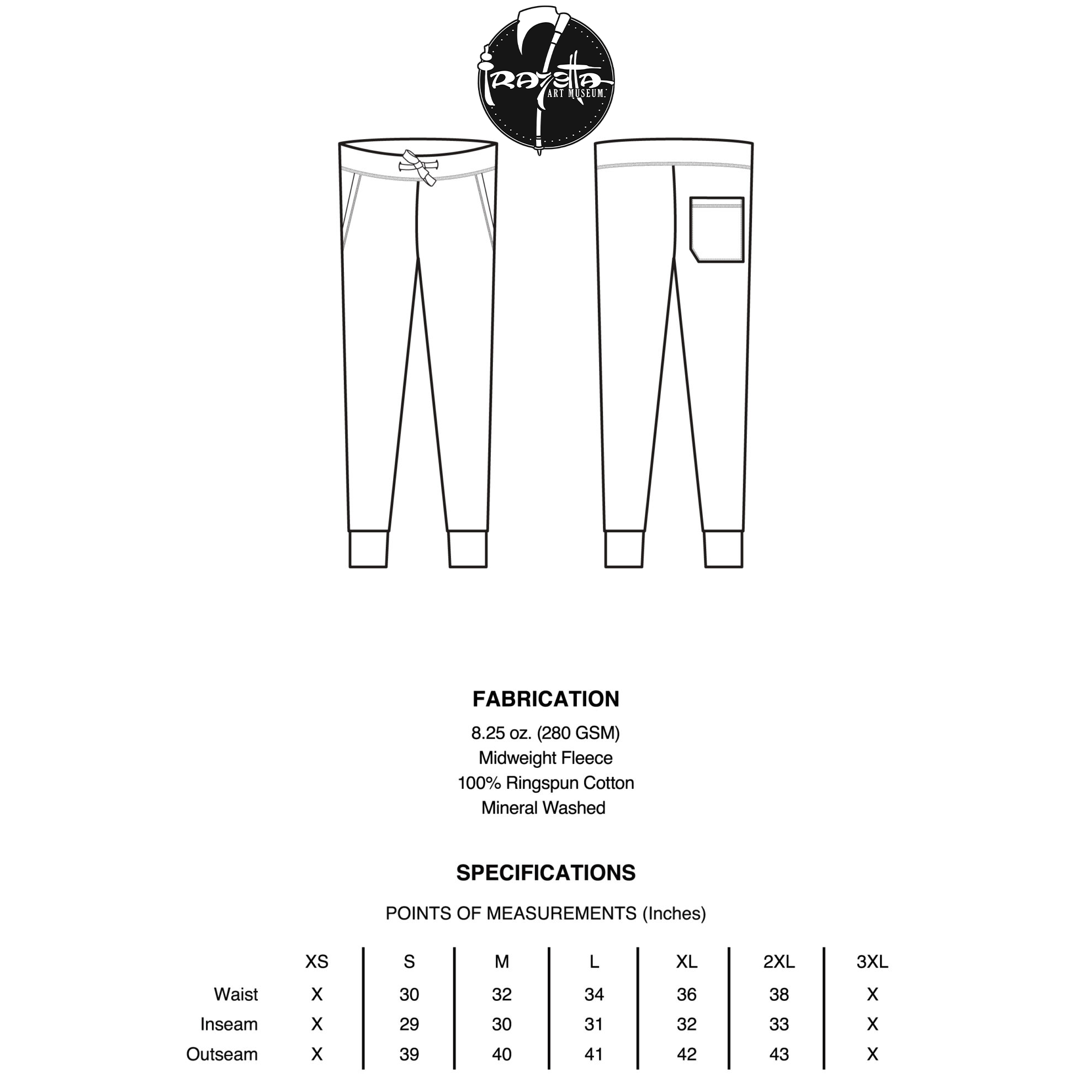 Frazetta Sweat Pants Sizing Chart