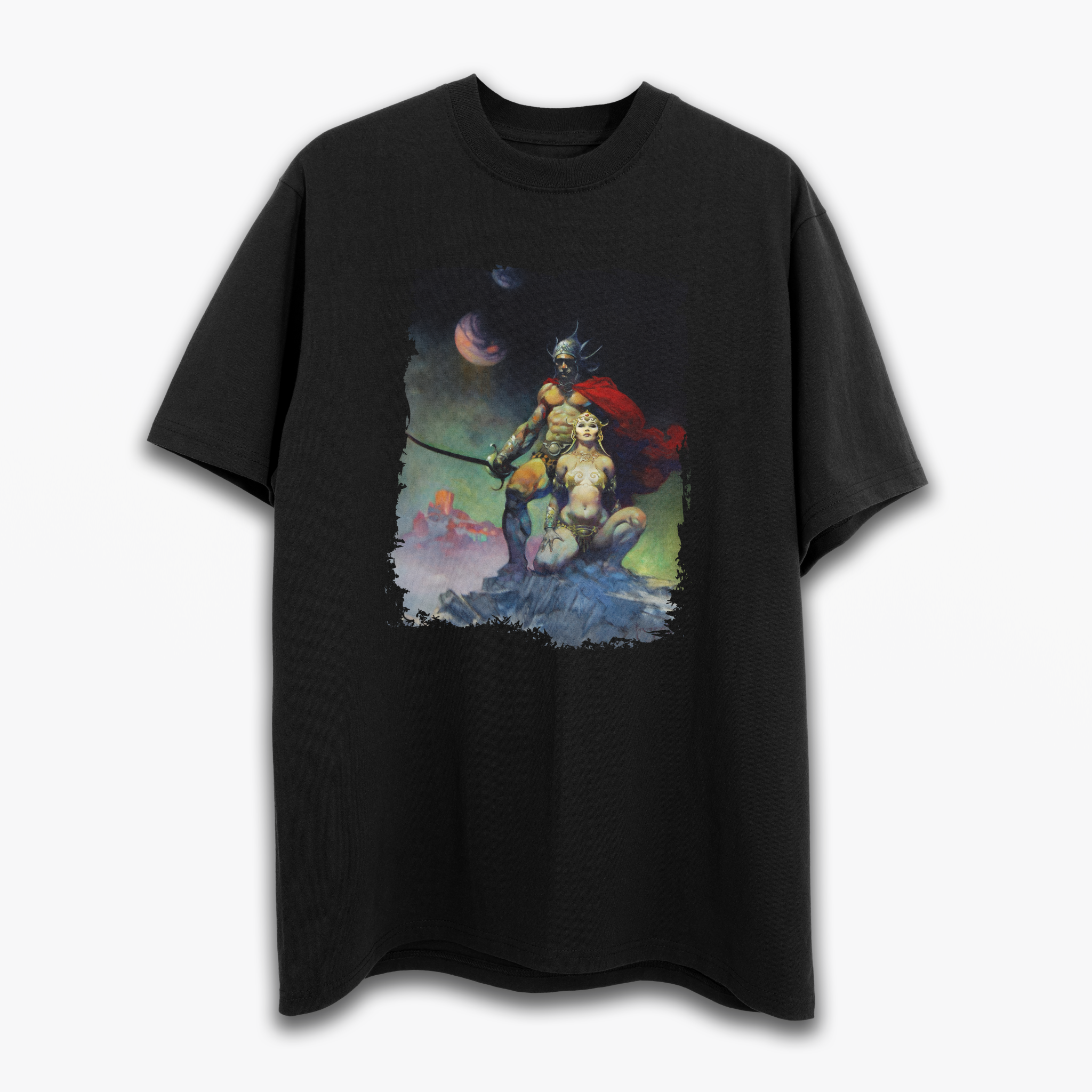 Swordsman of Mars T-Shirt – Frank Frazetta’s Iconic Fantasy Artwork on Soft Cotton Tee