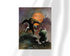 Unframed fine art print of Frazetta’s “Wolfman,” featuring a savage creature mid-attack, bathed in eerie moonlight with a misty forest and distant castle behind.