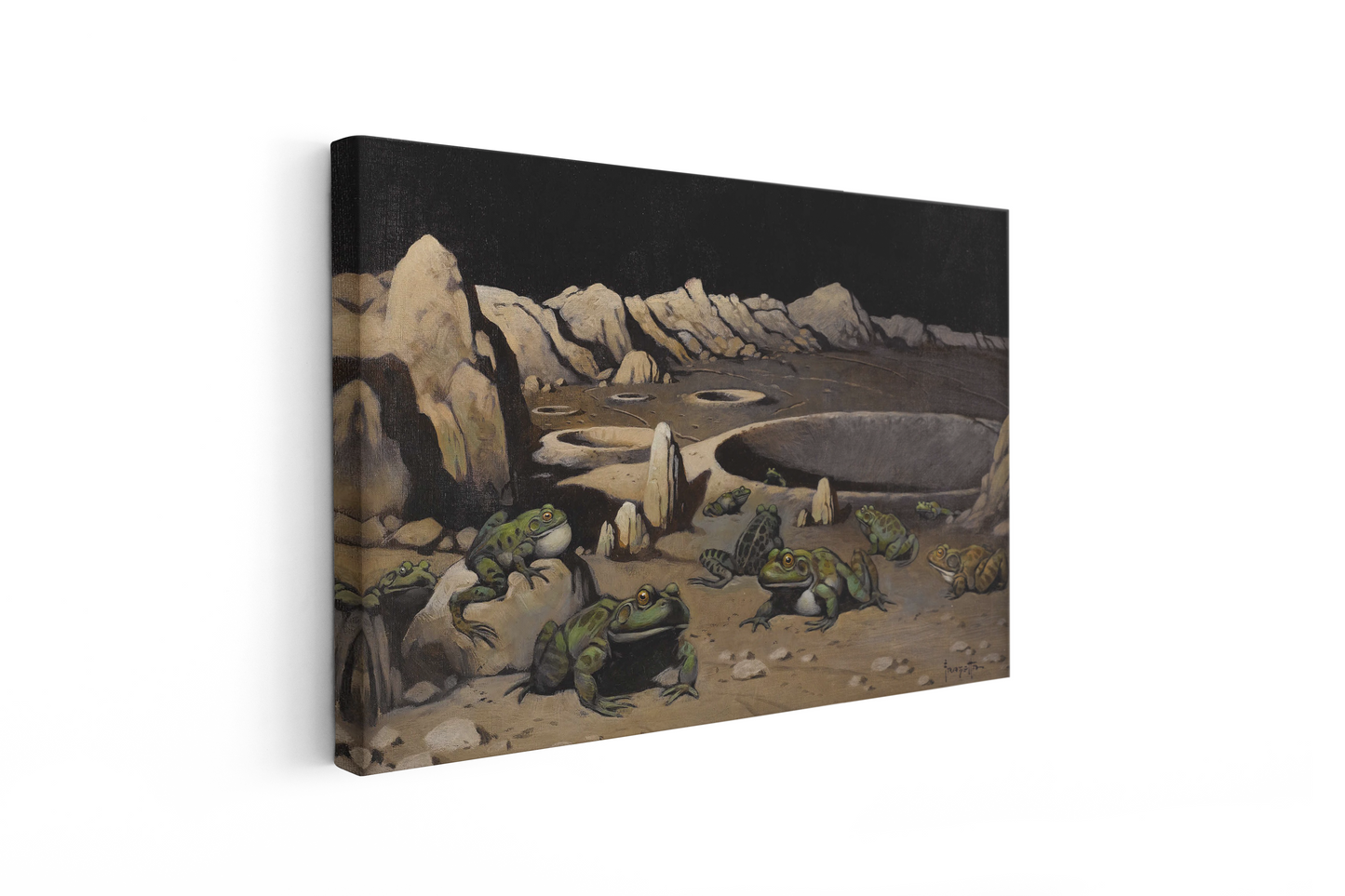 Frogs on the Moon Mini Wrap-Around Canvas Art