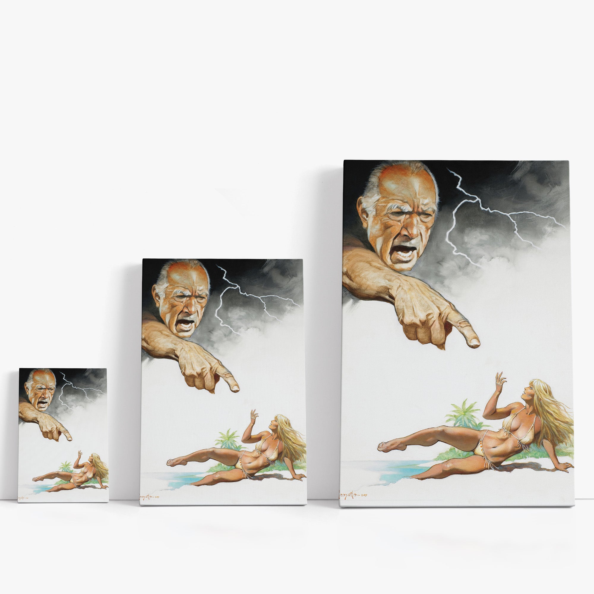 Three wrap-around canvas prints of Frazetta’s Ghosts Don&