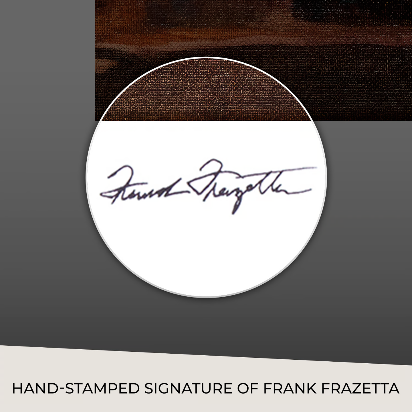 Close-up of the hand-signed signature on the Frazetta &