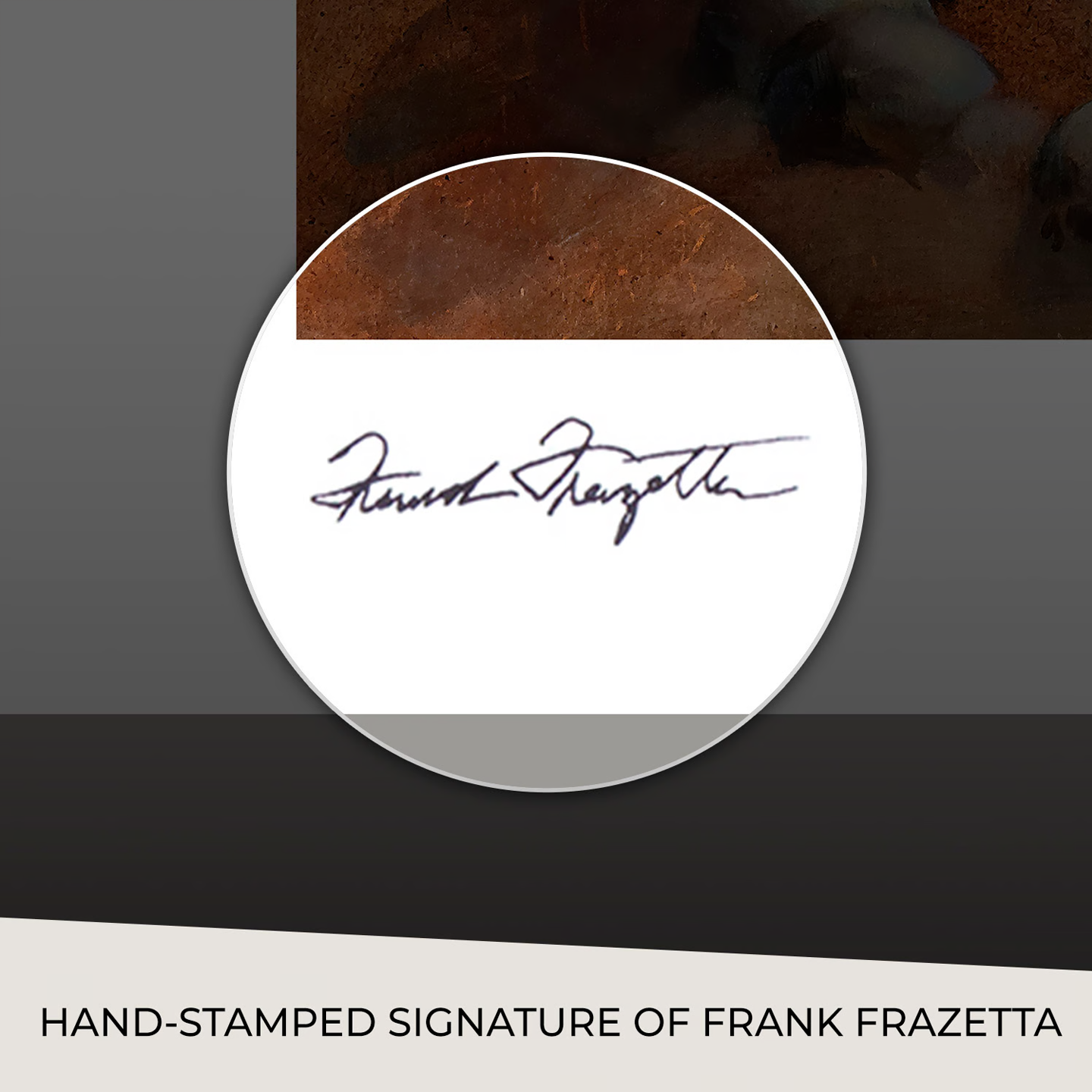 Close-up of the hand-signed signature on the Frazetta &