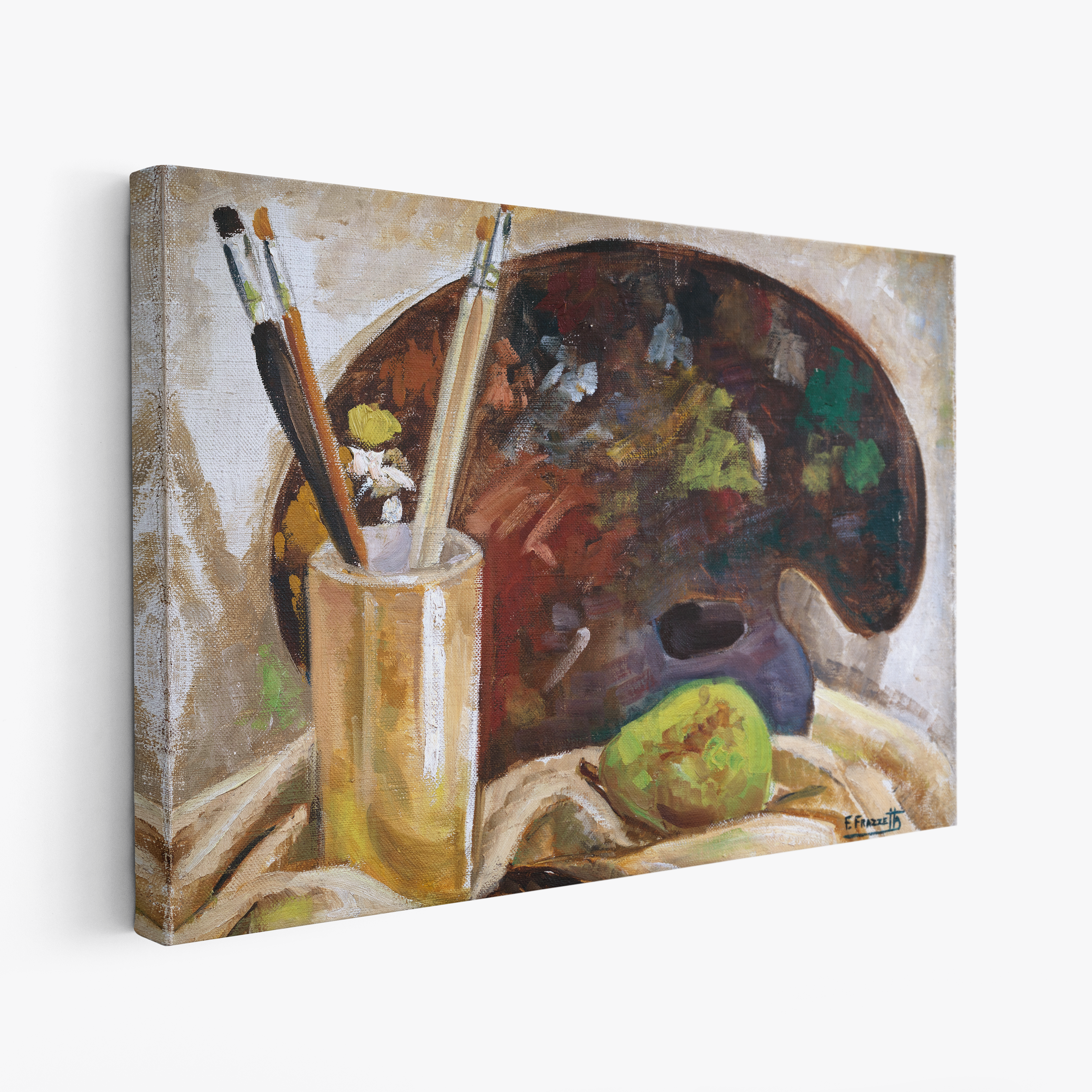 A canvas print of Frazetta’s Study hung on a white wall, showcasing the artwork with mirror-wrapped edges for a seamless, dimensional look.