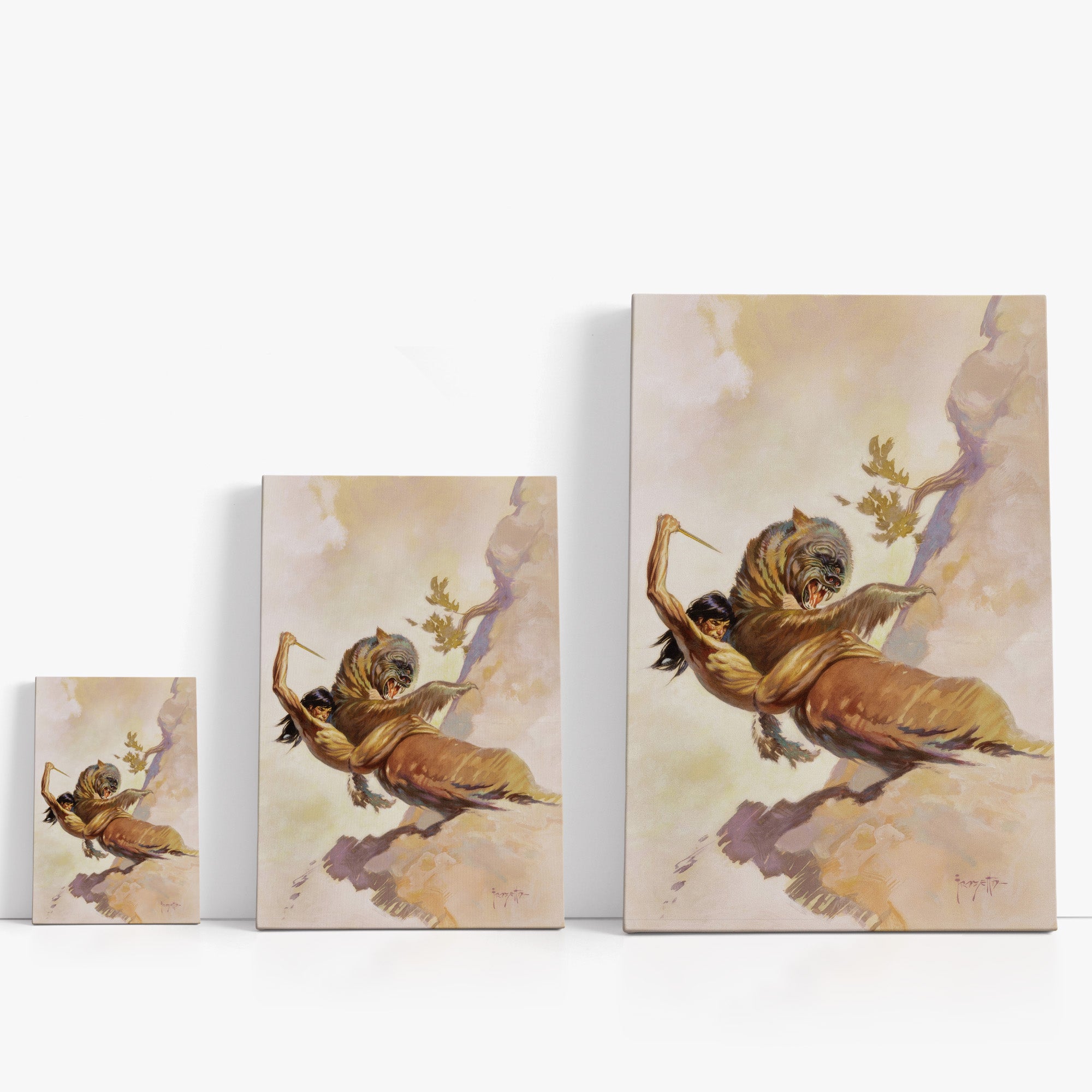 Three wrap-around canvas prints of Frazetta’s The Earth&