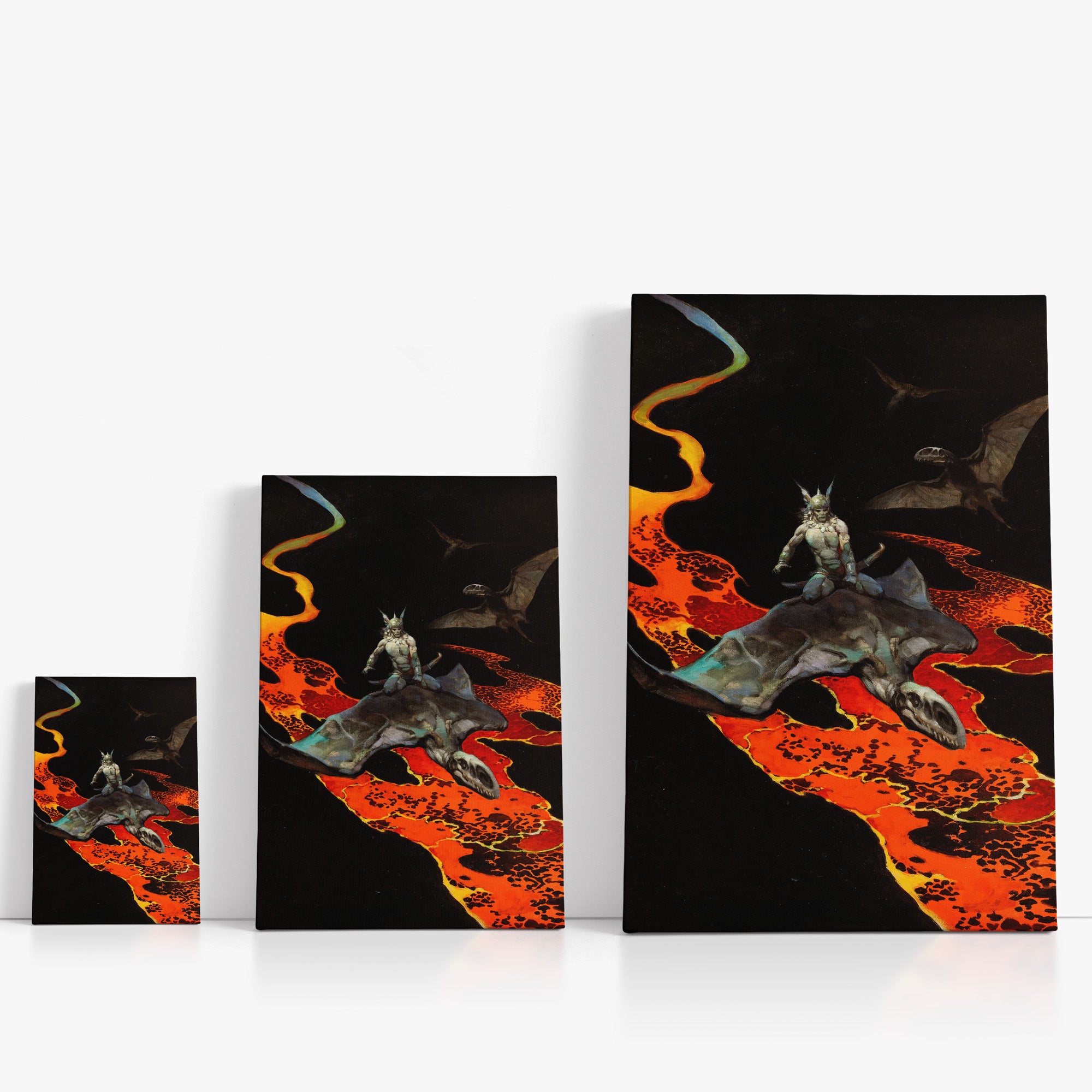 Three wrap-around canvas prints of Frazetta’s Thor&