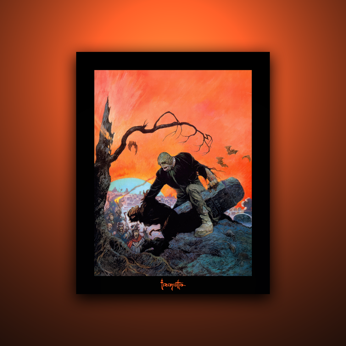 Gallery Series print of "Beyond the Grave" by Frank Frazetta, unframed, showcasing eerie, dramatic imagery.