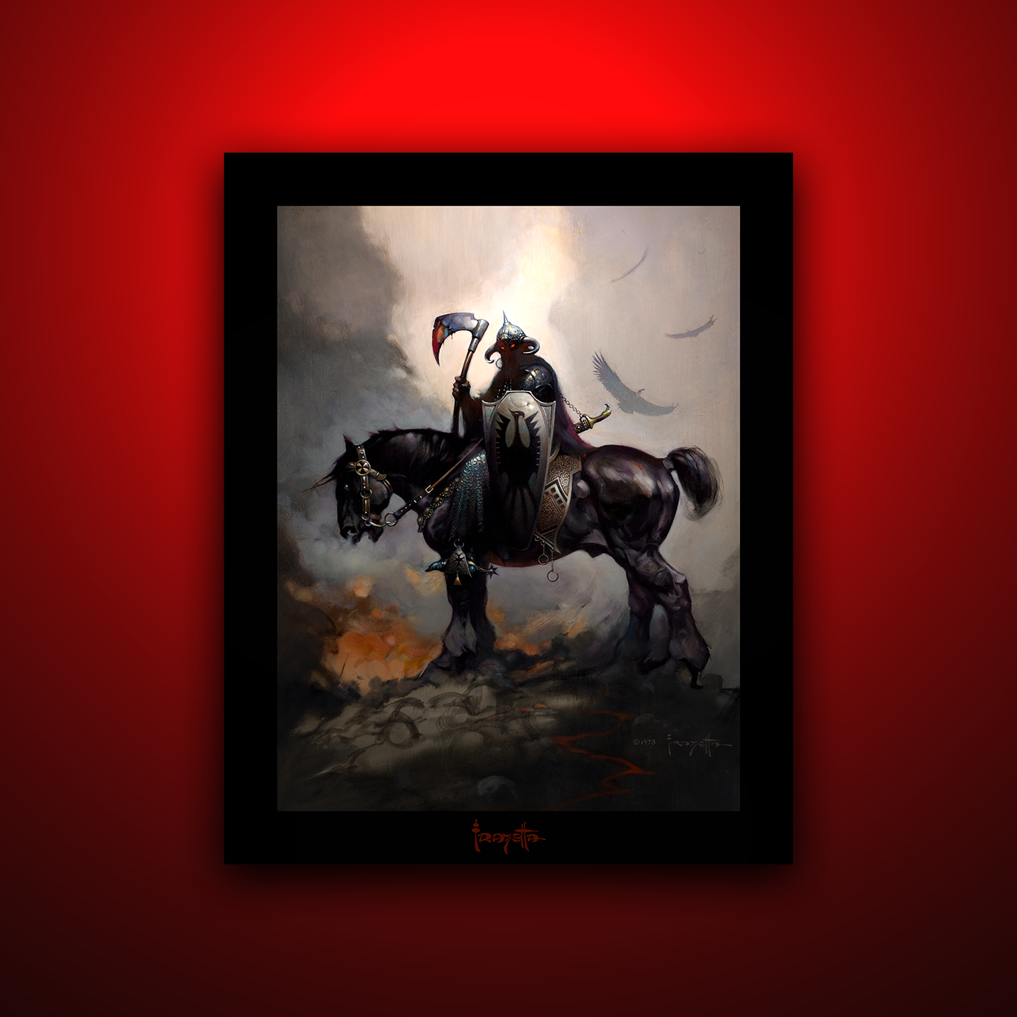 Gallery Series print of "Death Dealer I" by Frank Frazetta, unframed, capturing the iconic warrior in powerful action.