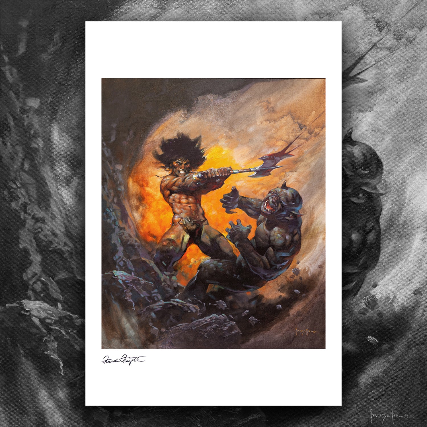 Barbarian with Axe Giclée – Premium Museum-Quality Print Featuring Frank Frazetta’s Iconic Artwork
