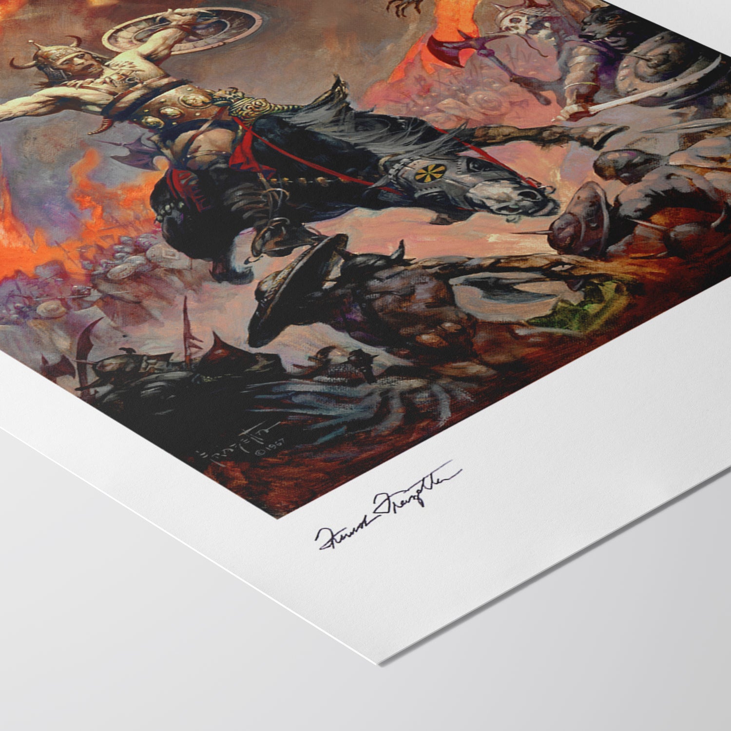 Detailed View of The Berserker Giclée – High-Resolution Print Capturing the Rich Colors and Textures of Frazetta’s Painting