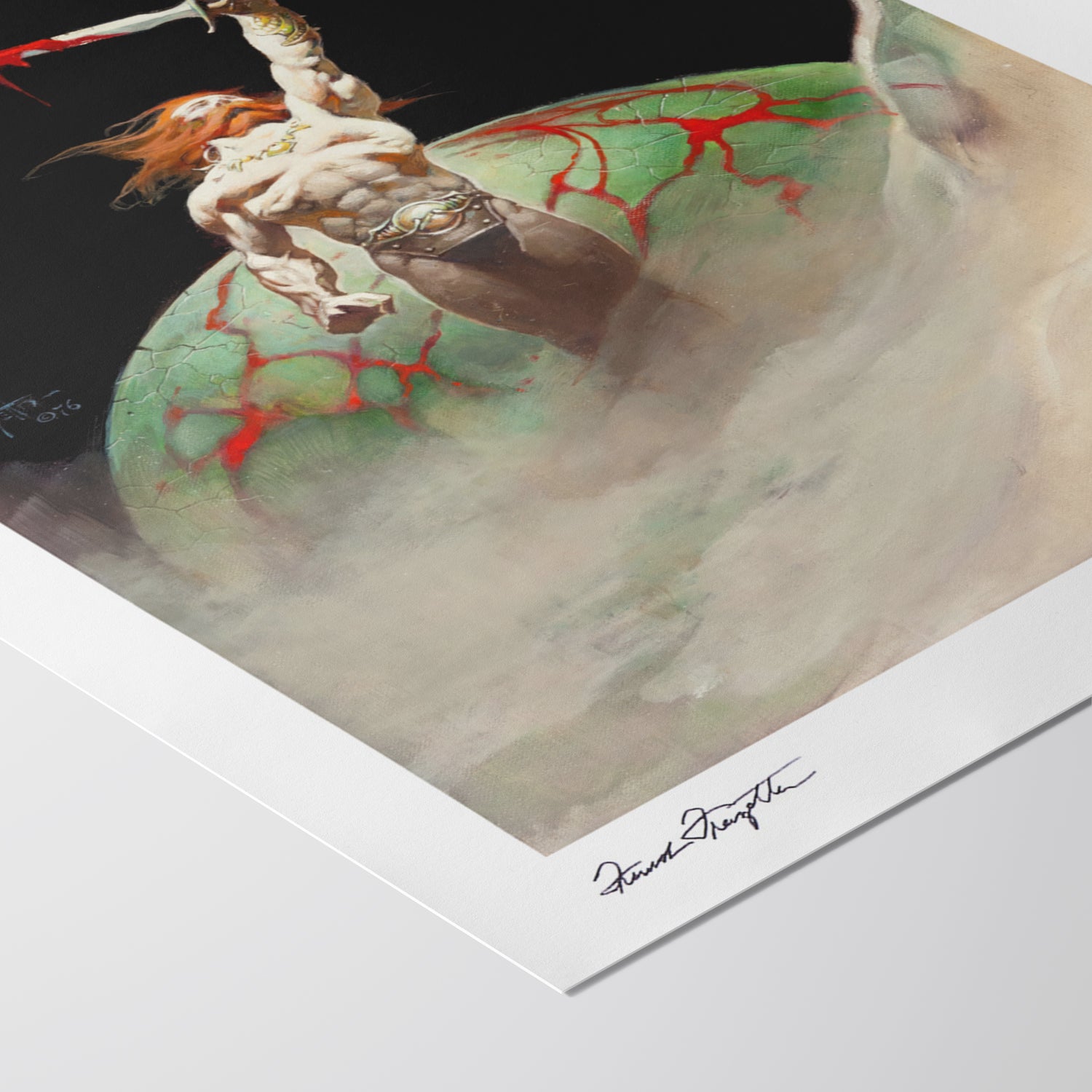 Detailed View of Bloodstone Giclée – High-Resolution Print Capturing the Rich Colors and Textures of Frazetta’s Painting