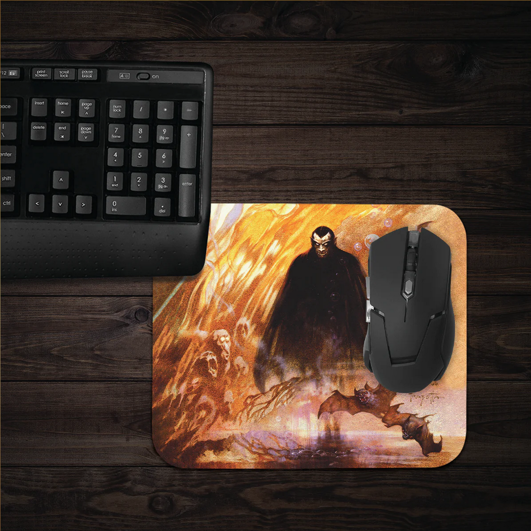 Dracula mousepad set up on a dark-themed gaming workstation