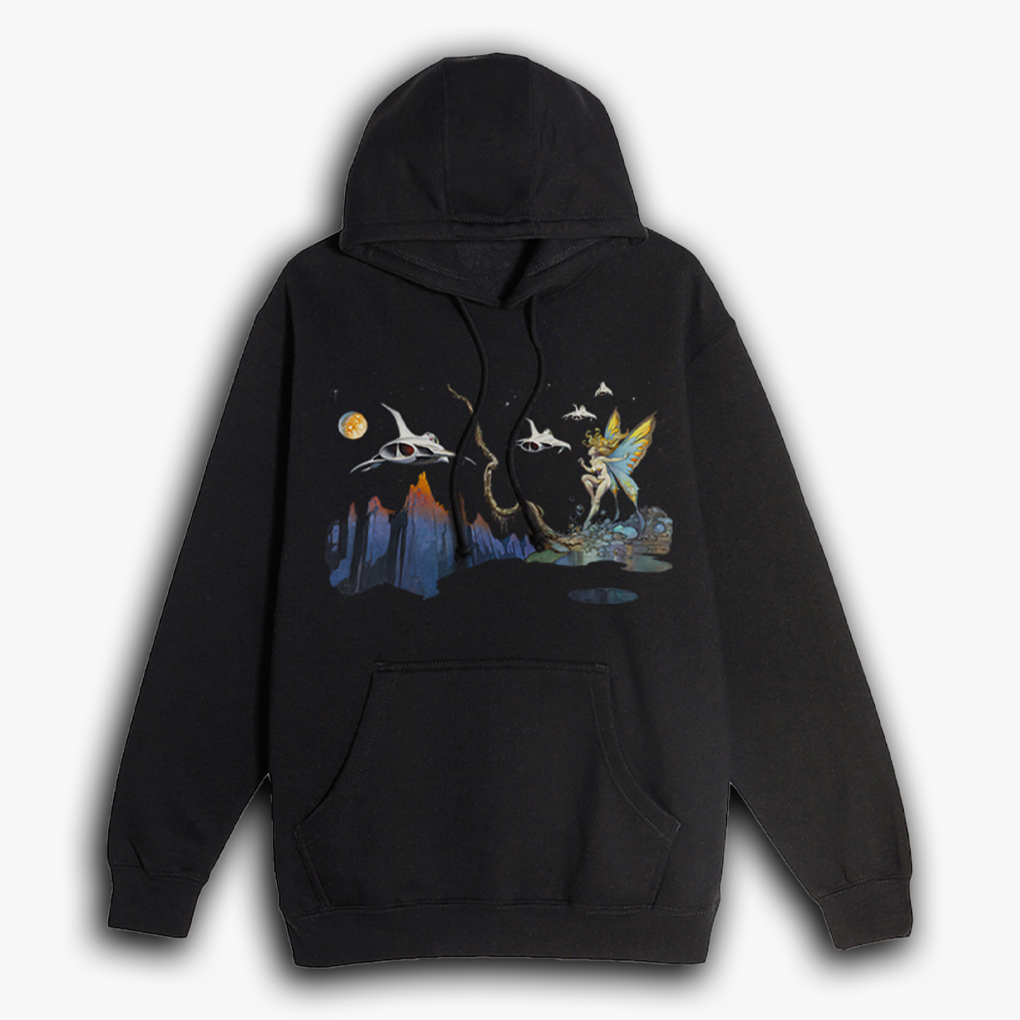 Front of the Dream Flight Hoodie – Frank Frazetta’s Iconic Fantasy Artwork on a Premium Cotton Blend Pullover