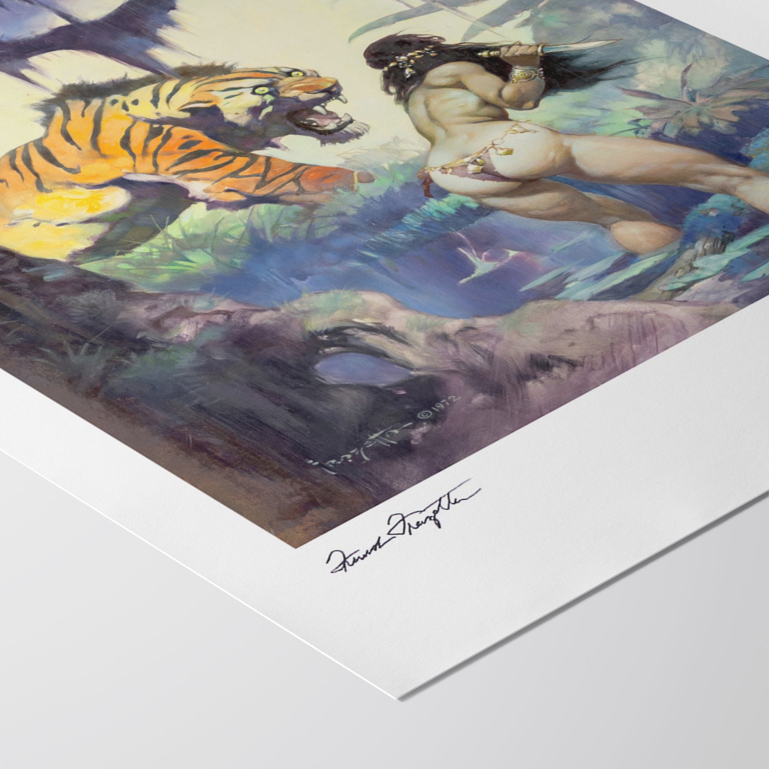 Detailed View of Escape on Venus Giclée – High-Resolution Print Capturing the Rich Colors and Textures of Frazetta’s Painting