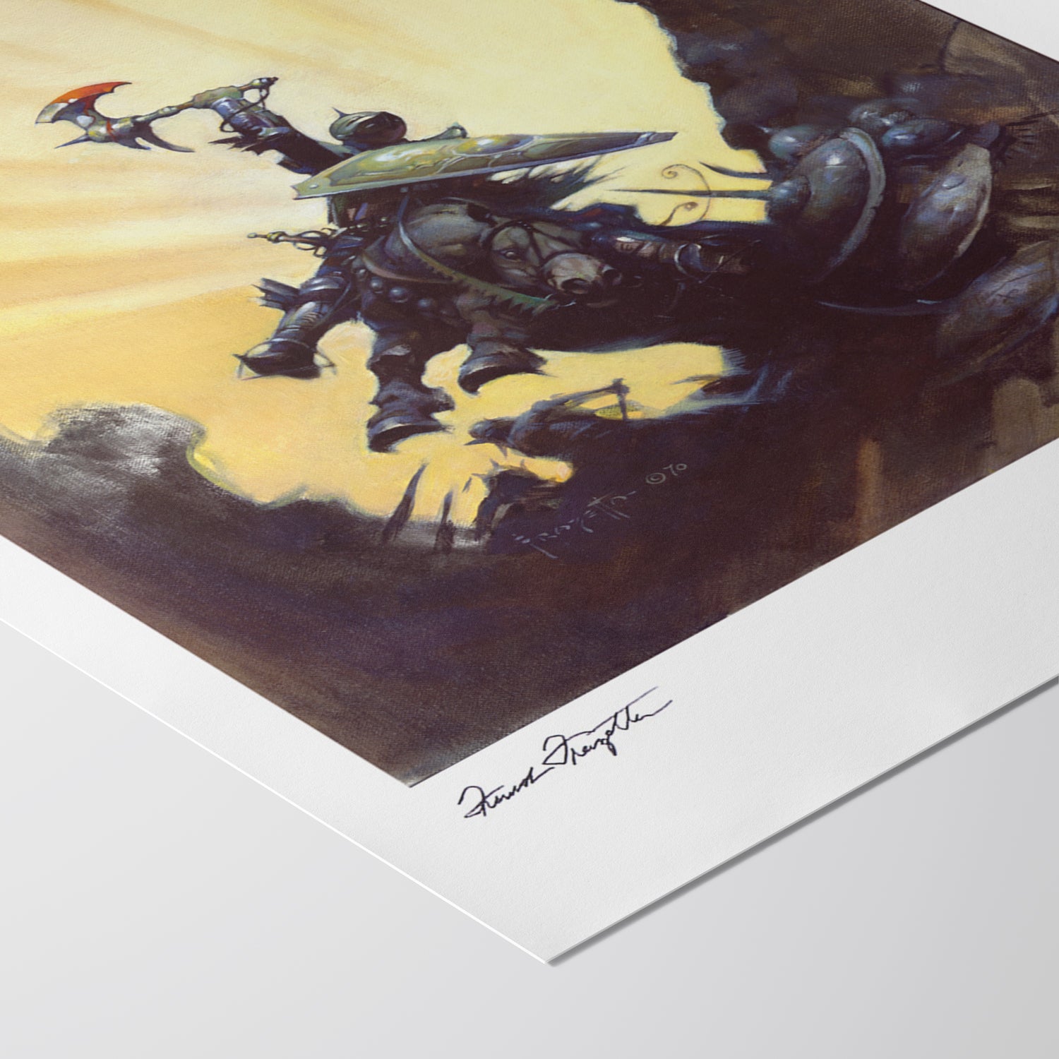 Detailed View of Eternal Champion Giclée – High-Resolution Print Capturing the Rich Colors and Textures of Frazetta’s Painting