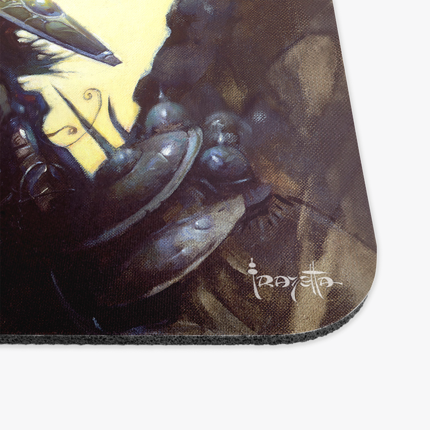 Close-up of the Eternal Champion mousepad, showing the fabric texture and print clarity