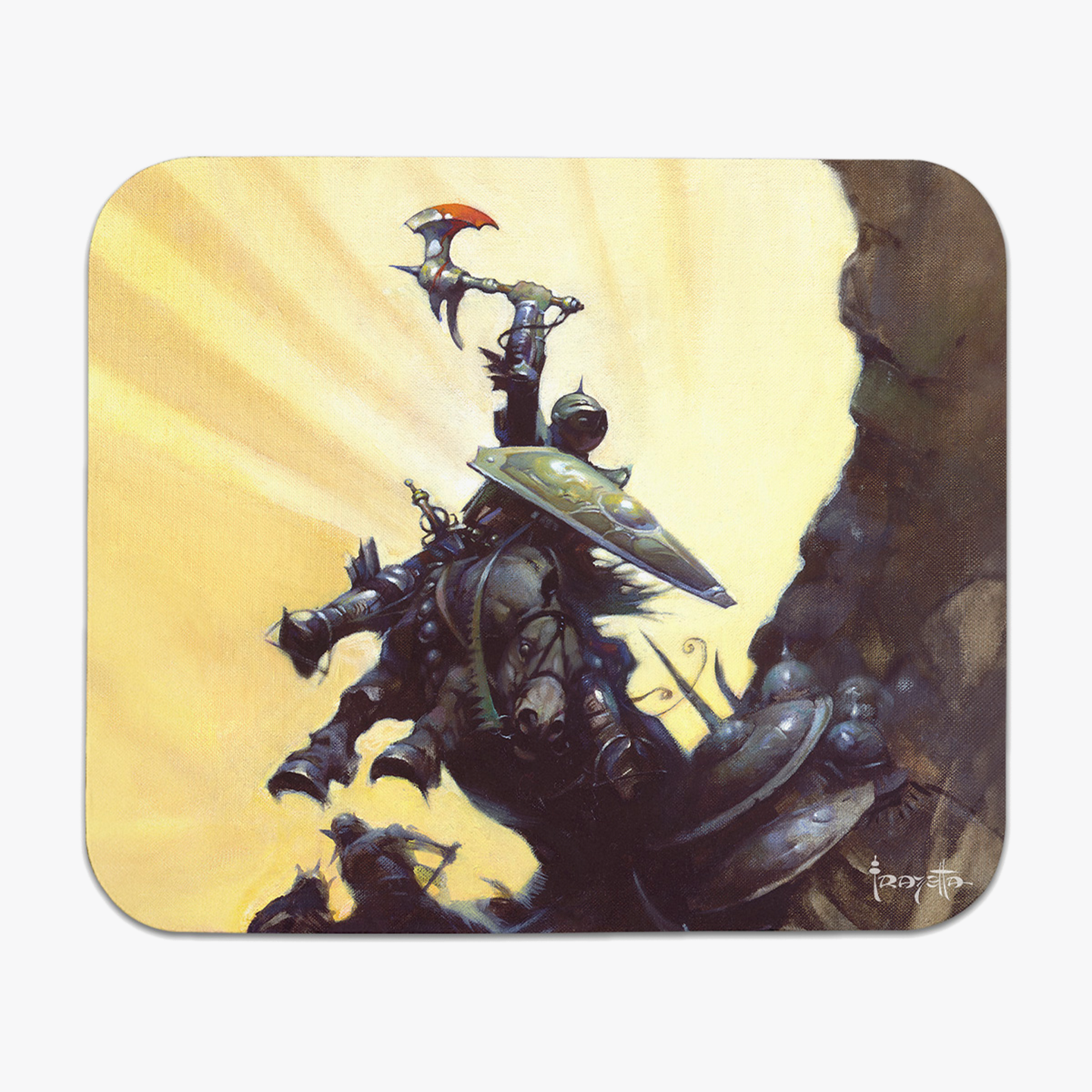 Eternal Champion mousepad featuring a dynamic Frazetta battle scene with a heroic warrior