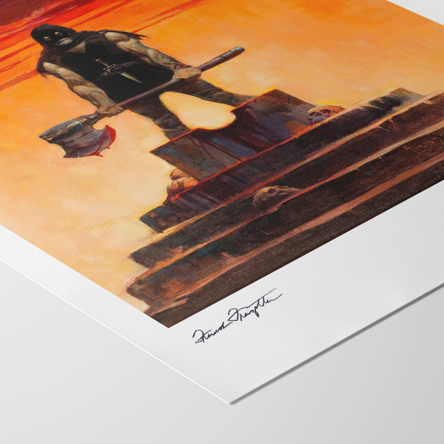 Detailed View of Executioner Giclée – High-Resolution Print Capturing the Rich Colors and Textures of Frazetta’s Painting