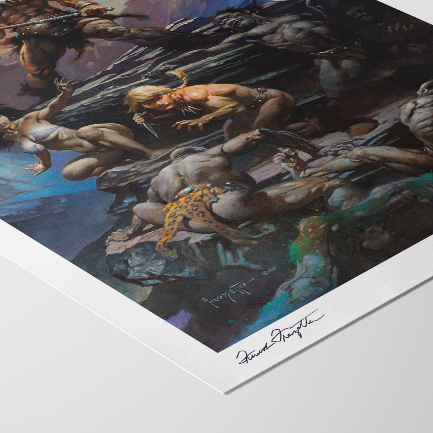 Detailed View of Fire and Ice Giclée – High-Resolution Print Capturing the Rich Colors and Textures of Frazetta’s Painting