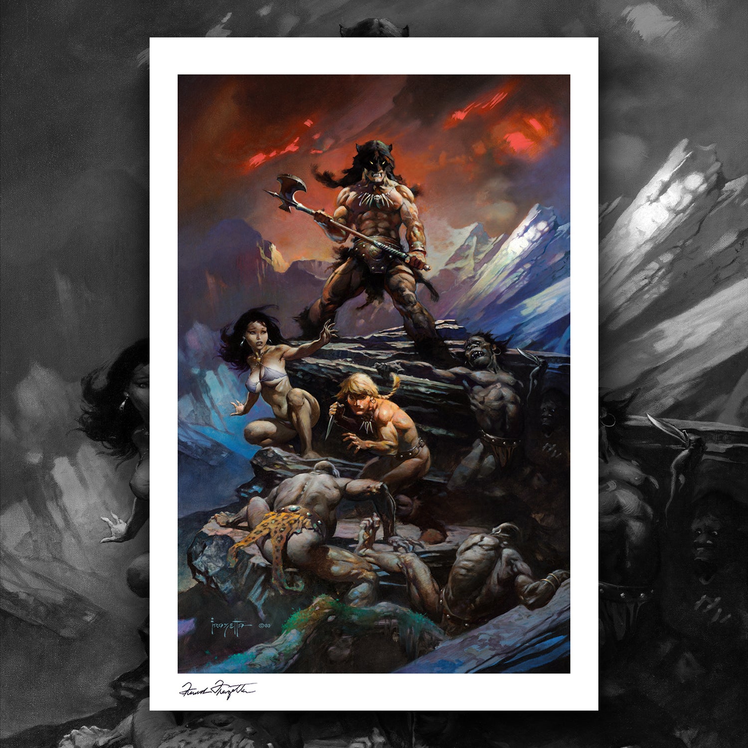 Fire and Ice Giclée – Premium Museum-Quality Print Featuring Frank Frazetta’s Iconic Artwork