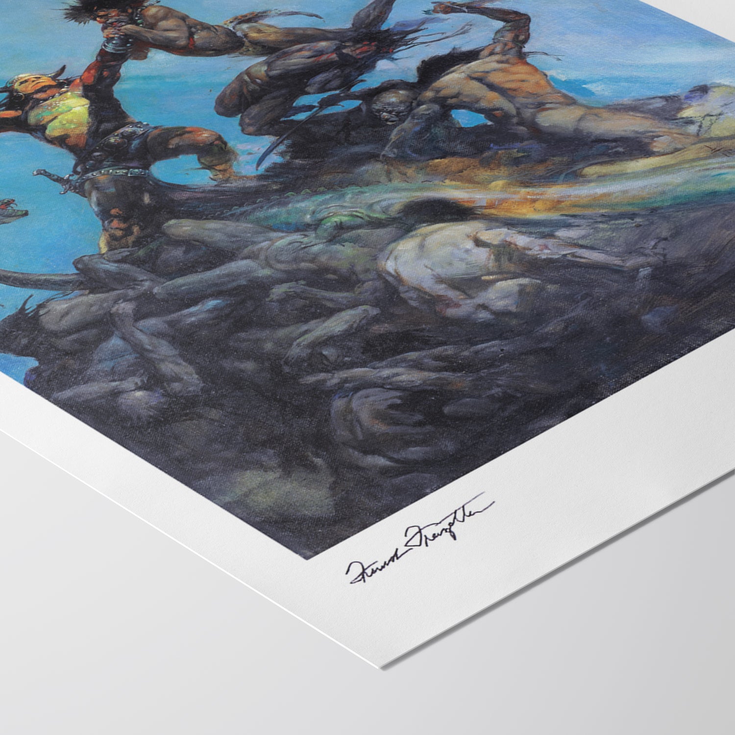 Detailed View of Indomitable Giclée – High-Resolution Print Capturing the Rich Colors and Textures of Frazetta’s Painting