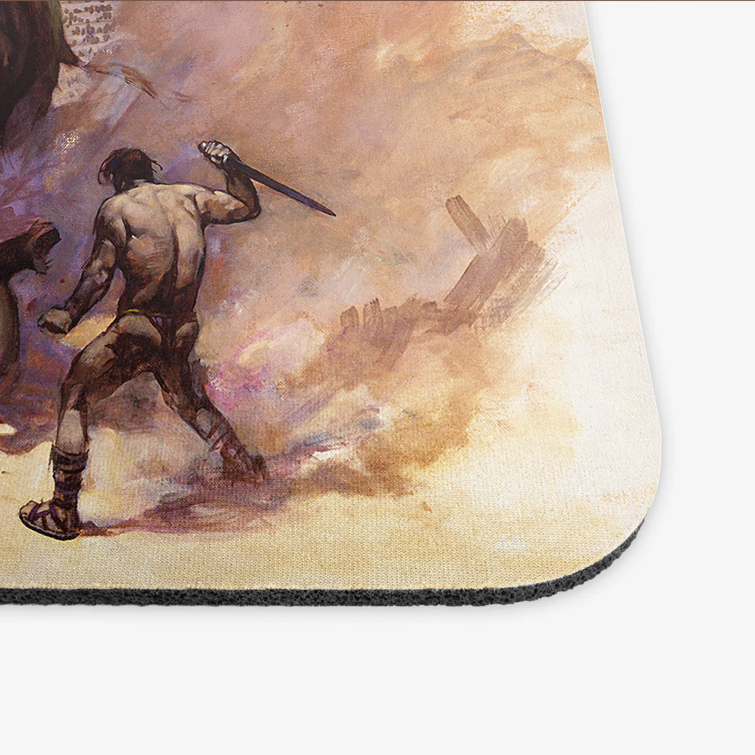 Detailed close-up of the Mastodon mousepad, showing its rugged design and smooth surface