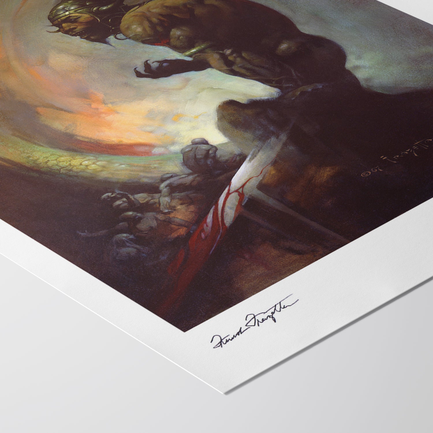 Detailed View of Mongol Tyrant Giclée – High-Resolution Print Capturing the Rich Colors and Textures of Frazetta’s Painting