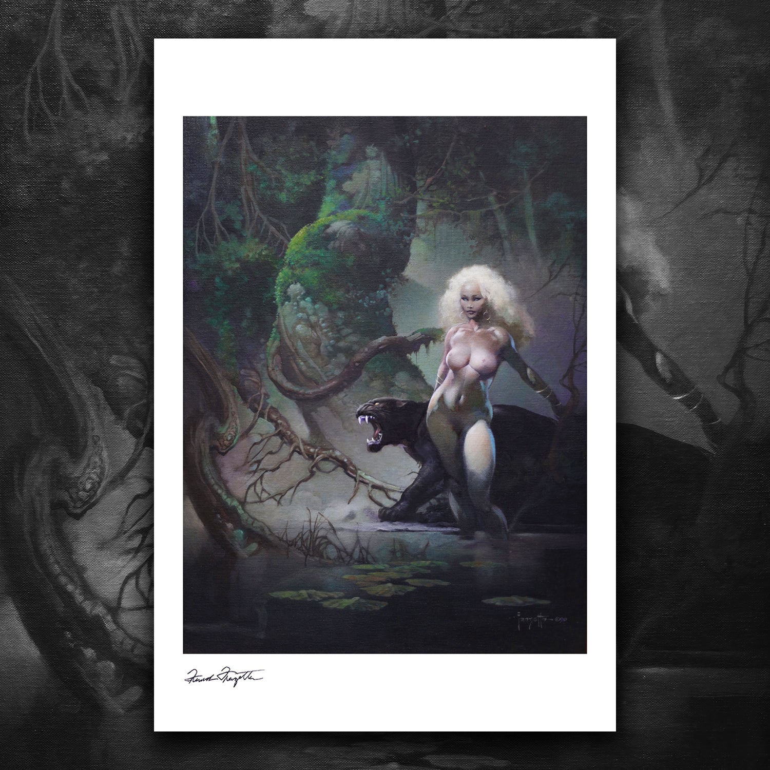 Princess and the Panther Giclée – Premium Museum-Quality Print Featuring Frank Frazetta’s Iconic Artwork